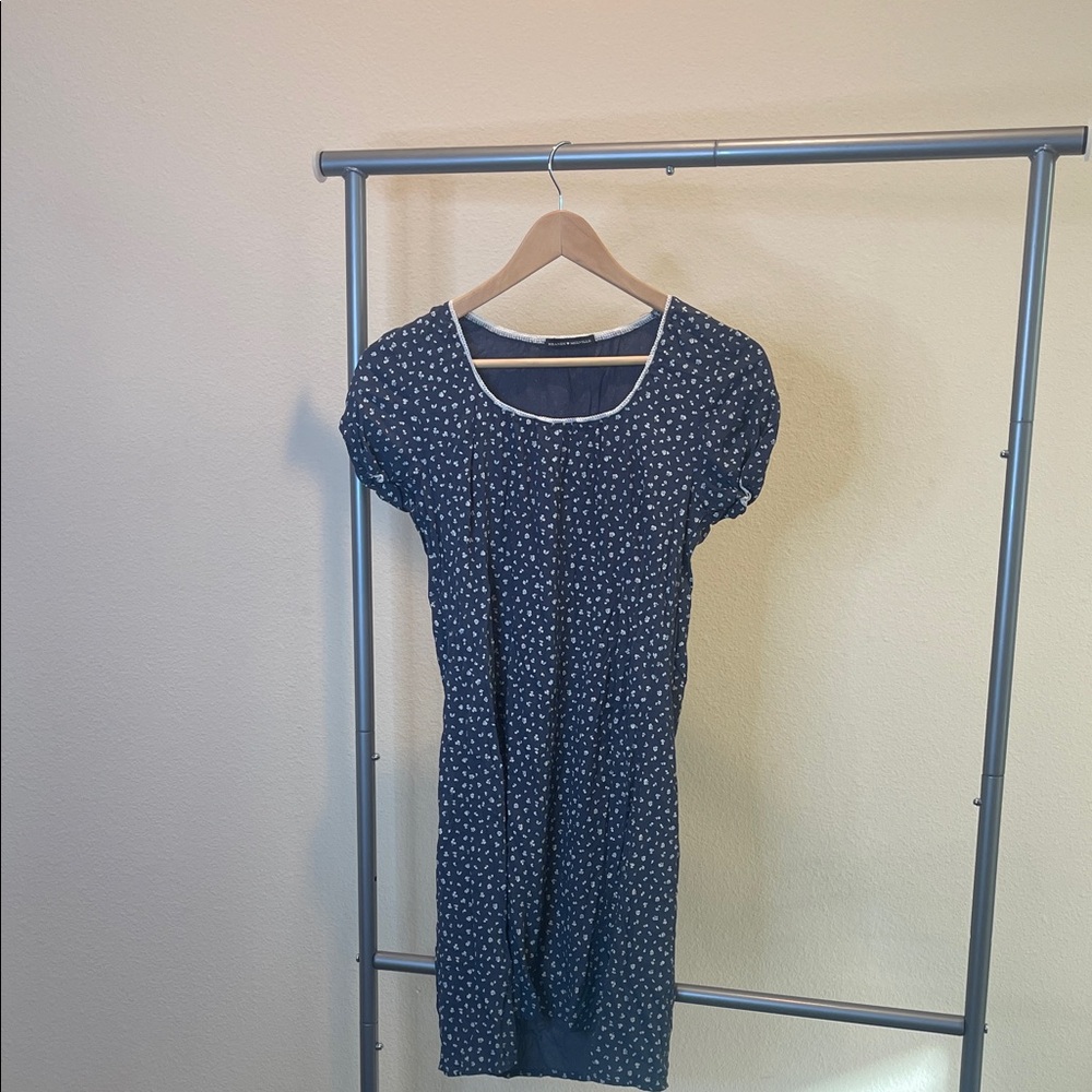 Brandy Melville Navy Mini Dress with Delicate White Flowers